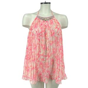 Victoria’s Secret Floral Jewel Neck Open Back Accordion Pleat Babydoll Nightie